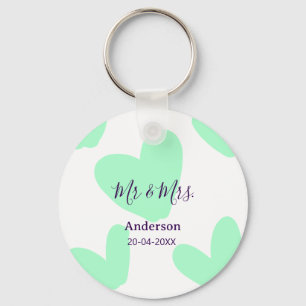 Mr & Mrs add family name date year wedding favor Key Ring