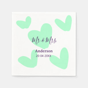 Mr & Mrs add family name date year wedding favor Napkin