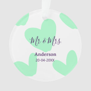 Mr & Mrs add family name date year wedding favor Ornament