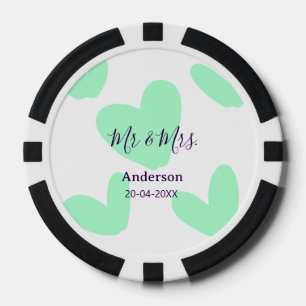 Mr & Mrs add family name date year wedding favor  Poker Chips
