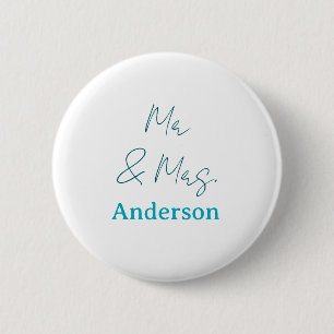 Mr & Mrs add family name date year wedding favour 6 Cm Round Badge
