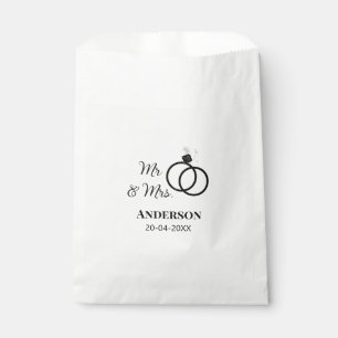 Mr & Mrs add family name date year wedding favour Bags