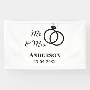 Mr & Mrs add family name date year wedding favour Banner