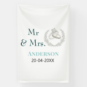 Mr & Mrs add family name date year wedding favour Banner