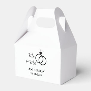 Mr & Mrs add family name date year wedding favour  Box