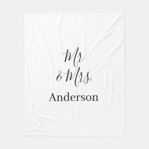 Mr & Mrs add family name date year wedding favour Fleece Blanket
