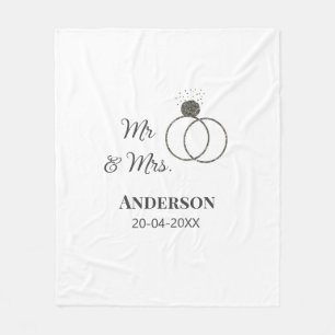 Mr & Mrs add family name date year wedding favour  Fleece Blanket