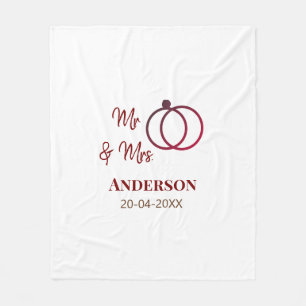 Mr & Mrs add family name date year wedding favour  Fleece Blanket