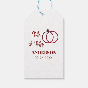 Mr & Mrs add family name date year wedding favour  Gift Tags