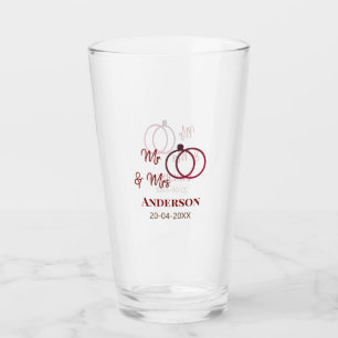 Mr & Mrs add family name date year wedding favour  Glass