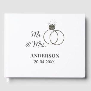 Mr & Mrs add family name date year wedding favour Guest Book