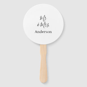 Mr & Mrs add family name date year wedding favour Hand Fan