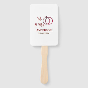Mr & Mrs add family name date year wedding favour Hand Fan
