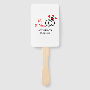 Mr & Mrs add family name date year wedding favour  Hand Fan