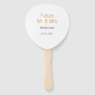 Mr & Mrs add family name date year wedding favour Hand Fan