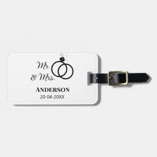 Mr & Mrs add family name date year wedding favour  Luggage Tag