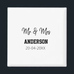 Mr & Mrs add family name date year wedding favour  Magnet<br><div class="desc">design</div>