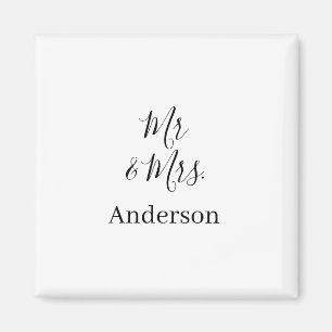 Mr & Mrs add family name date year wedding favour Magnet