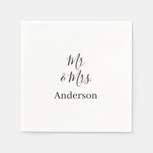 Mr & Mrs add family name date year wedding favour Napkin