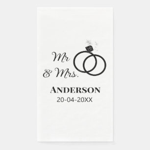 Mr & Mrs add family name date year wedding favour Napkin