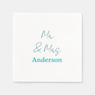 Mr & Mrs add family name date year wedding favour Napkin