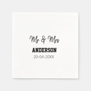 Mr & Mrs add family name date year wedding favour  Napkin
