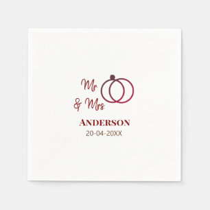 Mr & Mrs add family name date year wedding favour Napkin