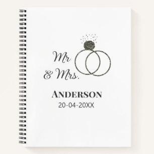 Mr & Mrs add family name date year wedding favour Notebook