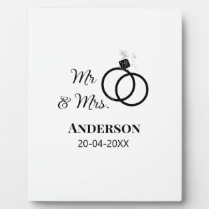 Mr & Mrs add family name date year wedding favour Plaque