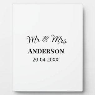 Mr & Mrs add family name date year wedding favour  Plaque