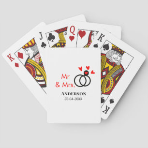 Mr & Mrs add family name date year wedding favour  Playing Cards