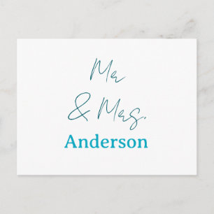 Mr & Mrs add family name date year wedding favour Postcard