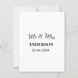 Mr & Mrs add family name date year wedding favour Postcard