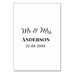 Mr & Mrs add family name date year wedding favour Table Number