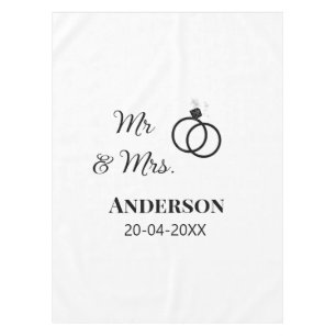 Mr & Mrs add family name date year wedding favour Tablecloth
