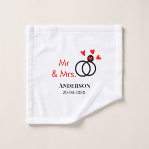 Mr & Mrs add family name date year wedding favour Wash Cloth