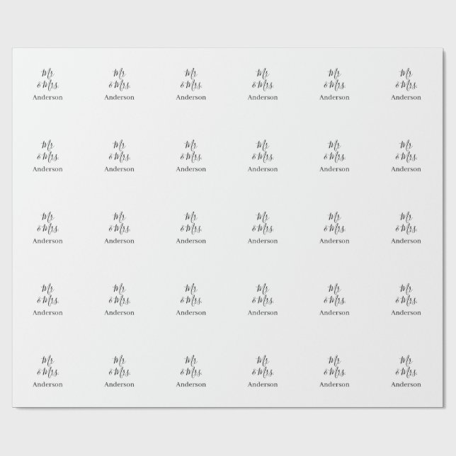 Mr & Mrs add family name date year wedding favour  Wrapping Paper (Flat)