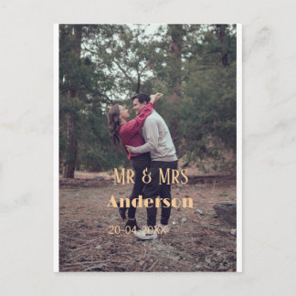 Mr & Mrs add family name photo date wedding family Postcard
