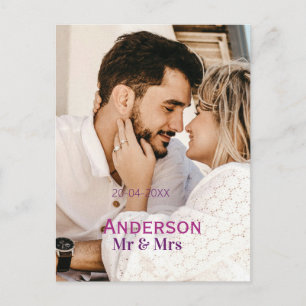 Mr & Mrs add family name photo date wedding family Postcard