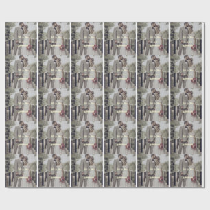 Mr & Mrs add family name photo date wedding family Wrapping Paper