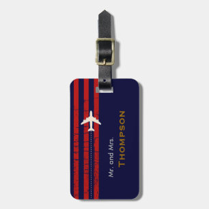 Mr & Mrs aeroplane travel customisable name Luggage Tag