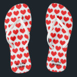 Mr & mrs beach wedding flipflops for bride & groom<br><div class="desc">Mr and mrs beach wedding flipflops for bride & groom. Personalised beach wedding flip flops for couple, honeymooners, guests, friends, family etc. Cute red heart pattern design with surname. Elegant party favour set with custom last name or monogram and little heart love symbol. Romantic his and hers sandals with stylish...</div>
