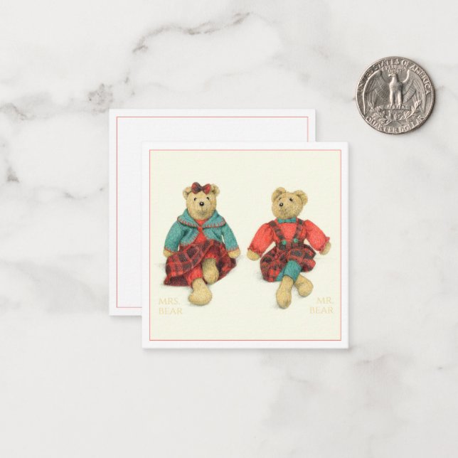 MR. & MRS. BEAR 2.5" Square Flat Card (Front/Back In Situ)