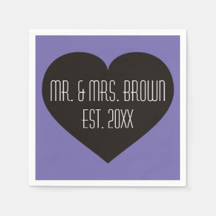 Mr. & Mrs. Black Heart Napkin