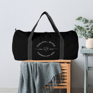 Mr mrs black white newlyweds duffle bag