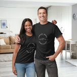 Mr mrs black white newlyweds names T-Shirt<br><div class="desc">Black background,  white text.  Mr mrs and a heart.
Personalise and add your names.</div>