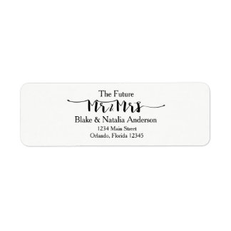 Mr & Mrs Black White Wedding Return Address Label