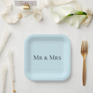 Mr & Mrs Blue Colour Paper Plate