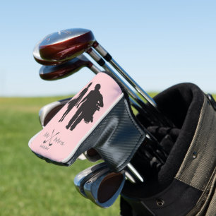Mr & Mrs Blush Pink   Modern Couple Golf Player Head Cover