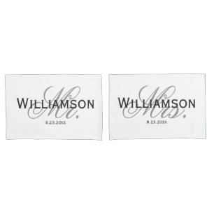Mr. & Mrs. Bride & Groom Newlywed Custom Set Pillowcase